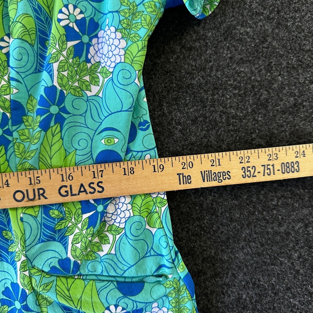 IBKUL Women Golf Dress XL Blue Green Sun Face Psychedelic UPF 50+ Zip Pocket - Picture 6 of 7
